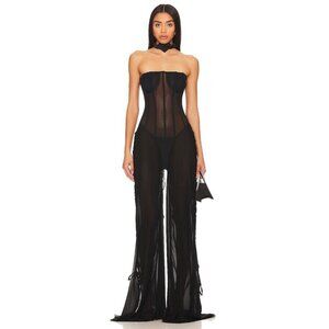 Amor Mia S & M Jumpsuit in Black New Womens Corset Bustier Catsuit